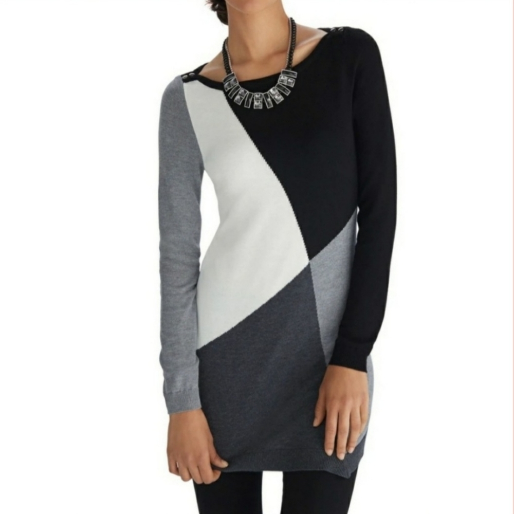 WHBM | Long Sleeve Color Block Sweater - S